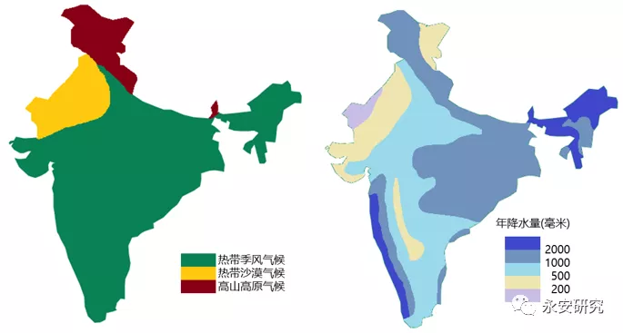 印度粮食生产与尿素消费    :印度气候及降水情况(包括克什米尔等争议