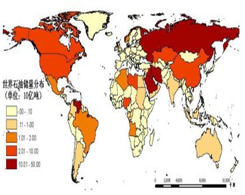 世界原油储量分布图